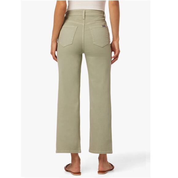 Joe's Women's Size 27 Gloss Green The Black High Rise Wide Leg Crop Jeans NWT - Picture 2 of 9